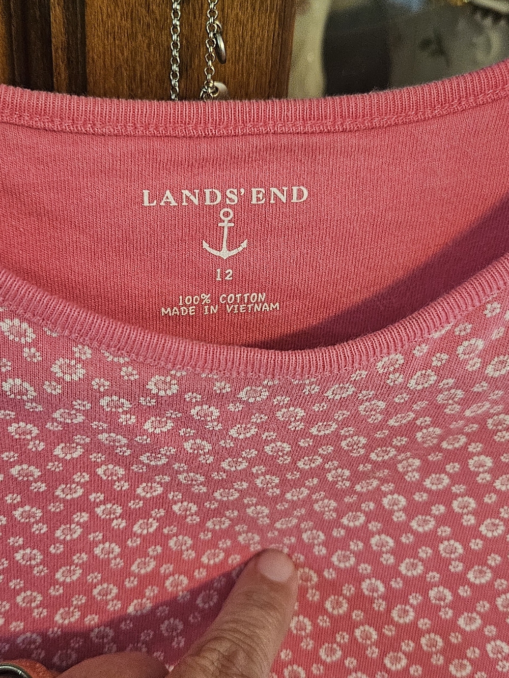 Lands' End Pink Cotton Floral Sleep Top